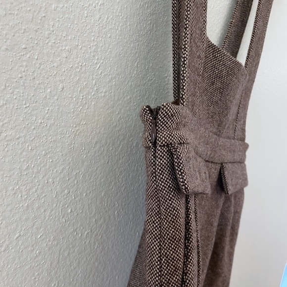 Pinafore brown tweed buckled strap midi dress - Picture 4 of 8